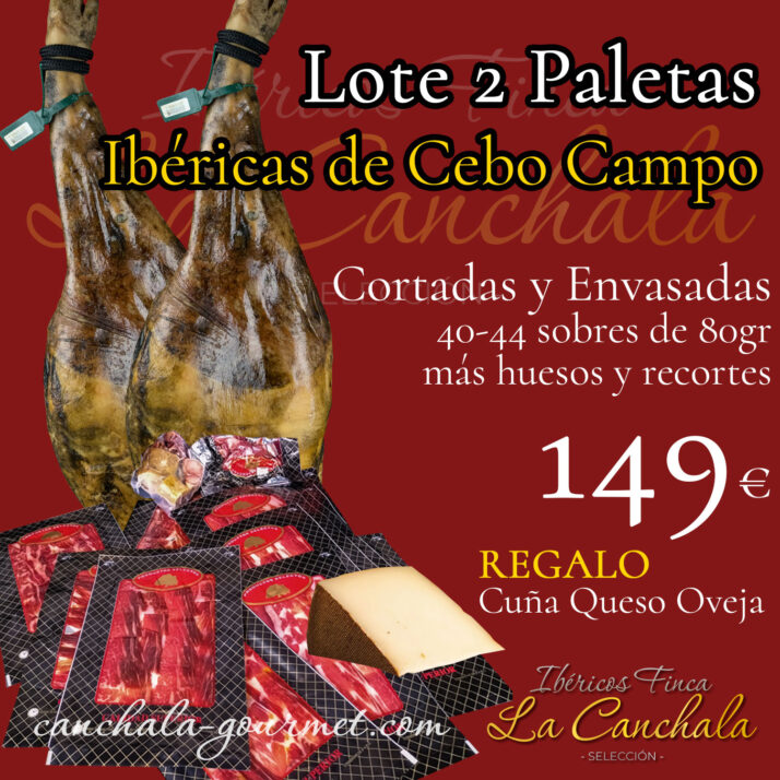 Lote 2 Paletas de Cebo Campo Ibéricas 50% Raza Ibérica + Regalo cuña Queso Oveja